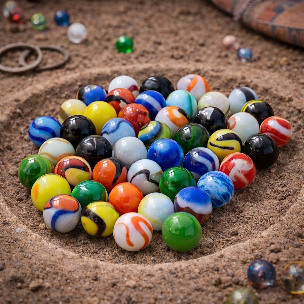Vintage 1 LB Glass Marbles Mixed Swirl Lot 5/8” Regular Size 13–17mm